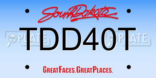 TDD40T South Dakota License Plate