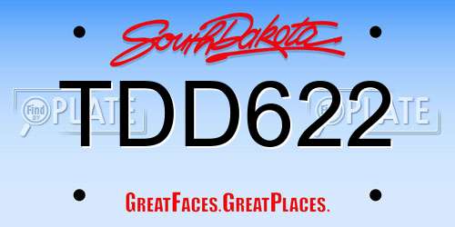 TDD622 South Dakota License Plate