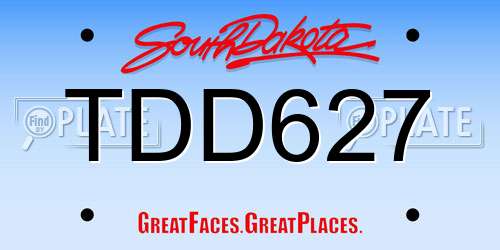 TDD627 South Dakota License Plate