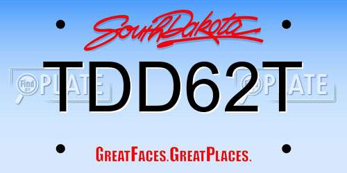 TDD62T South Dakota License Plate