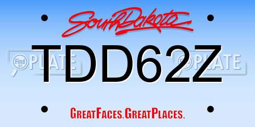 TDD62Z South Dakota License Plate