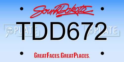 TDD672 South Dakota License Plate