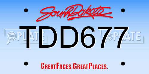 TDD677 South Dakota License Plate