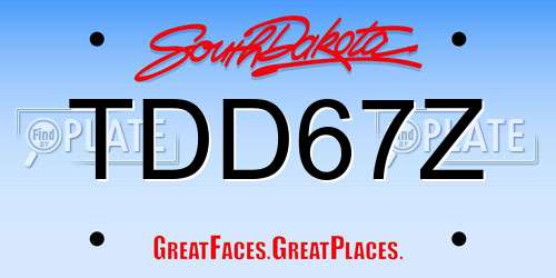 TDD67Z South Dakota License Plate