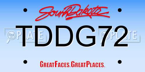 TDDG72 South Dakota License Plate