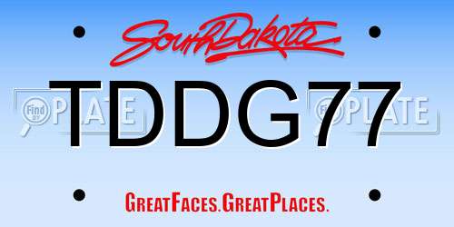 TDDG77 South Dakota License Plate