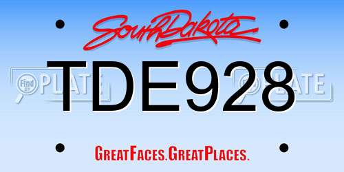 TDE928 South Dakota License Plate