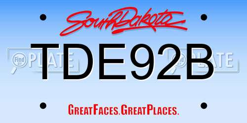 TDE92B South Dakota License Plate