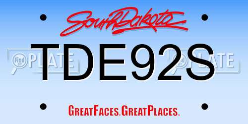 TDE92S South Dakota License Plate