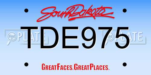 TDE975 South Dakota License Plate