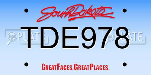TDE978 South Dakota License Plate