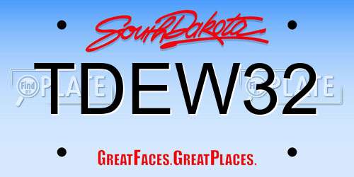 TDEW32 South Dakota License Plate