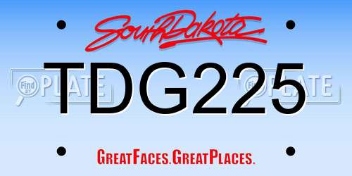 TDG225 South Dakota License Plate