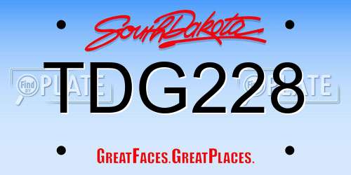TDG228 South Dakota License Plate