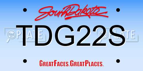 TDG22S South Dakota License Plate