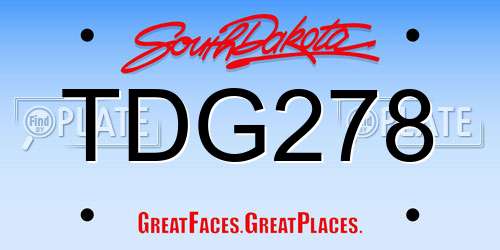 TDG278 South Dakota License Plate