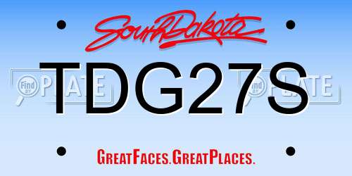 TDG27S South Dakota License Plate