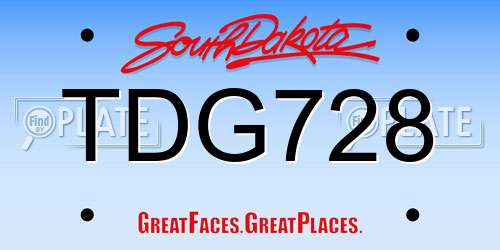 TDG728 South Dakota License Plate