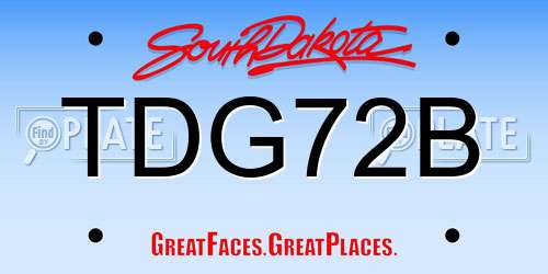 TDG72B South Dakota License Plate