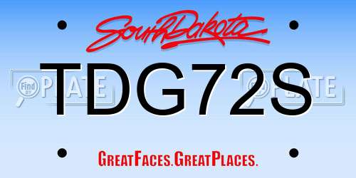 TDG72S South Dakota License Plate