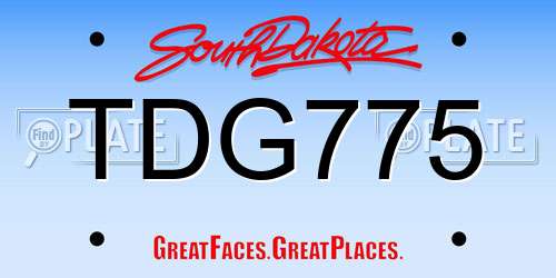 TDG775 South Dakota License Plate