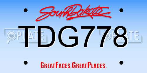 TDG778 South Dakota License Plate