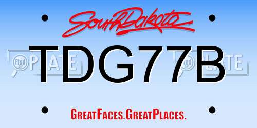 TDG77B South Dakota License Plate