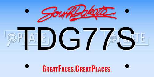 TDG77S South Dakota License Plate