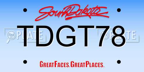 TDGT78 South Dakota License Plate