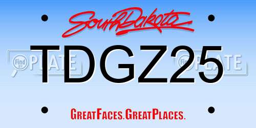 TDGZ25 South Dakota License Plate