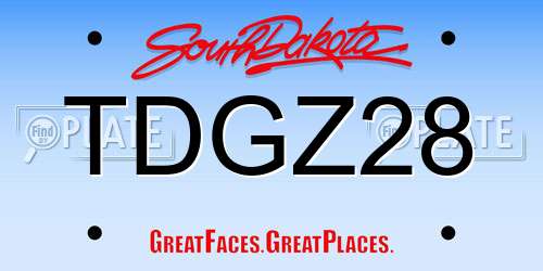 TDGZ28 South Dakota License Plate