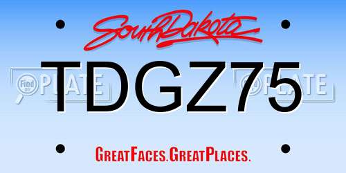 TDGZ75 South Dakota License Plate