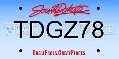 TDGZ78 South Dakota License Plate