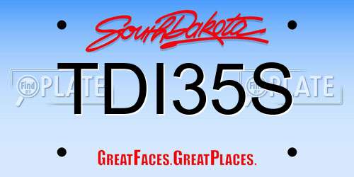 TDI35S South Dakota License Plate