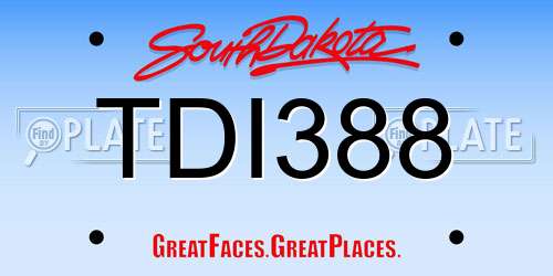 TDI388 South Dakota License Plate