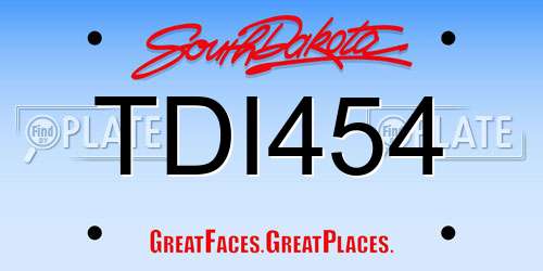 TDI454 South Dakota License Plate
