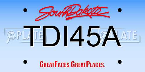TDI45A South Dakota License Plate