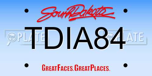 TDIA84 South Dakota License Plate