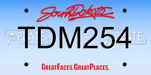 TDM254 South Dakota License Plate
