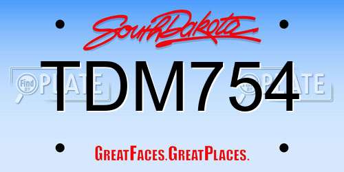 TDM754 South Dakota License Plate