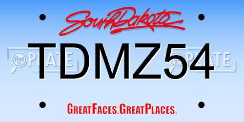 TDMZ54 South Dakota License Plate