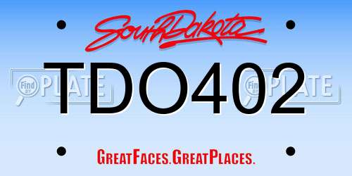 TDO402 South Dakota License Plate