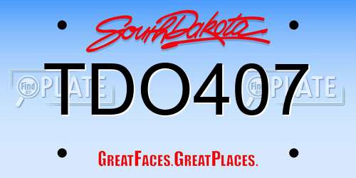 TDO407 South Dakota License Plate