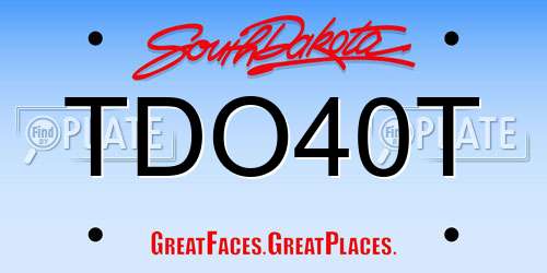 TDO40T South Dakota License Plate