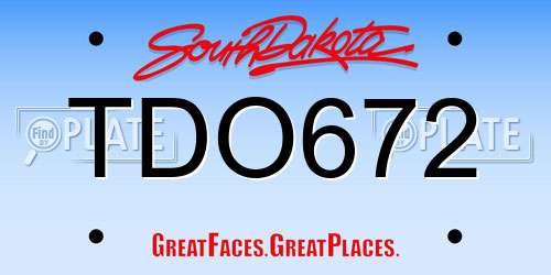 TDO672 South Dakota License Plate