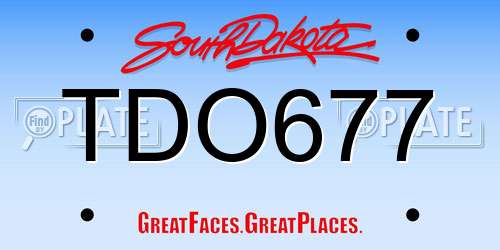 TDO677 South Dakota License Plate