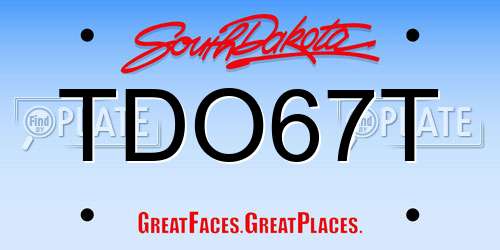 TDO67T South Dakota License Plate
