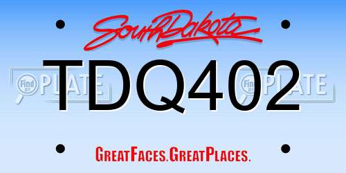TDQ402 South Dakota License Plate