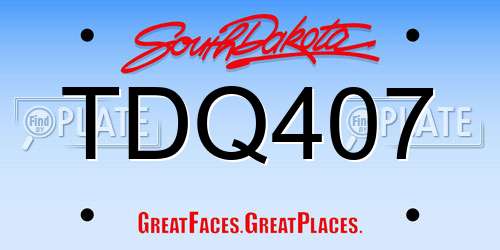 TDQ407 South Dakota License Plate