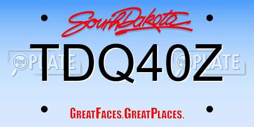 TDQ40Z South Dakota License Plate